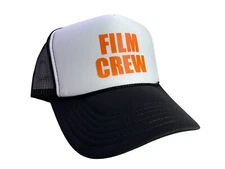 HOLLYWOOD FILM CREW BLACK WHITE ORANGE HAT 5 PANEL HIGH CROWN TRUCKER SNAPBACK