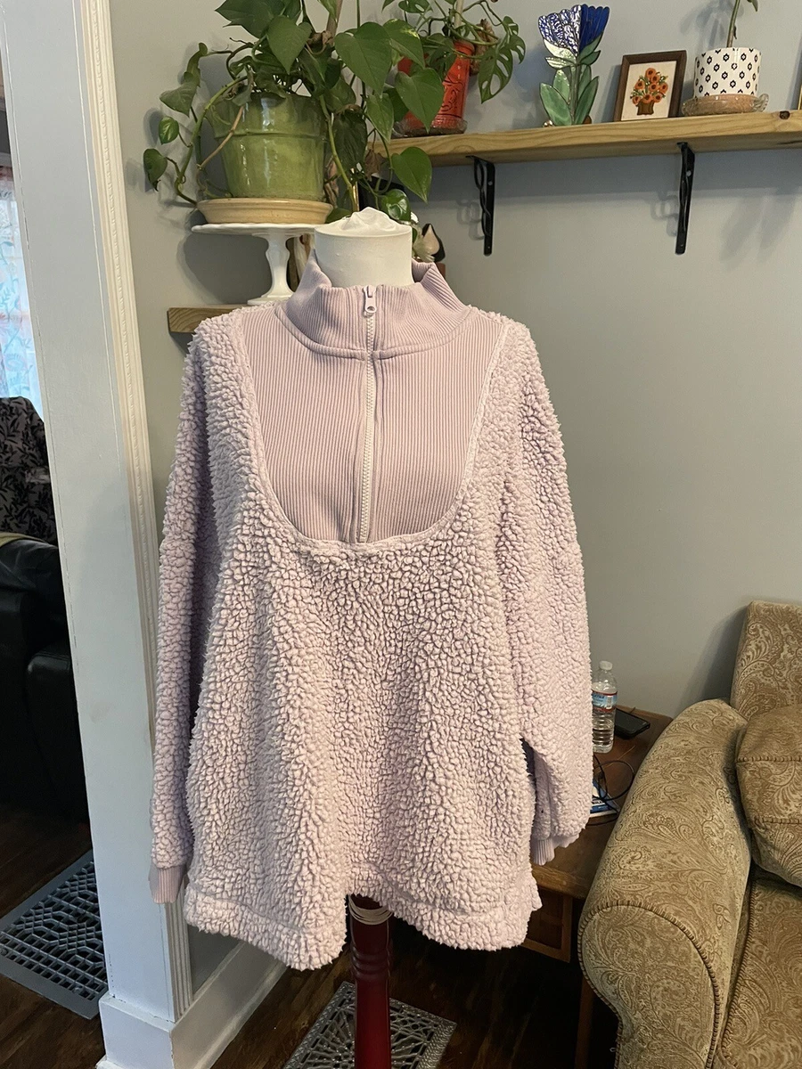 Aerie Womens XL Sherpa Fleece Pullover Purple