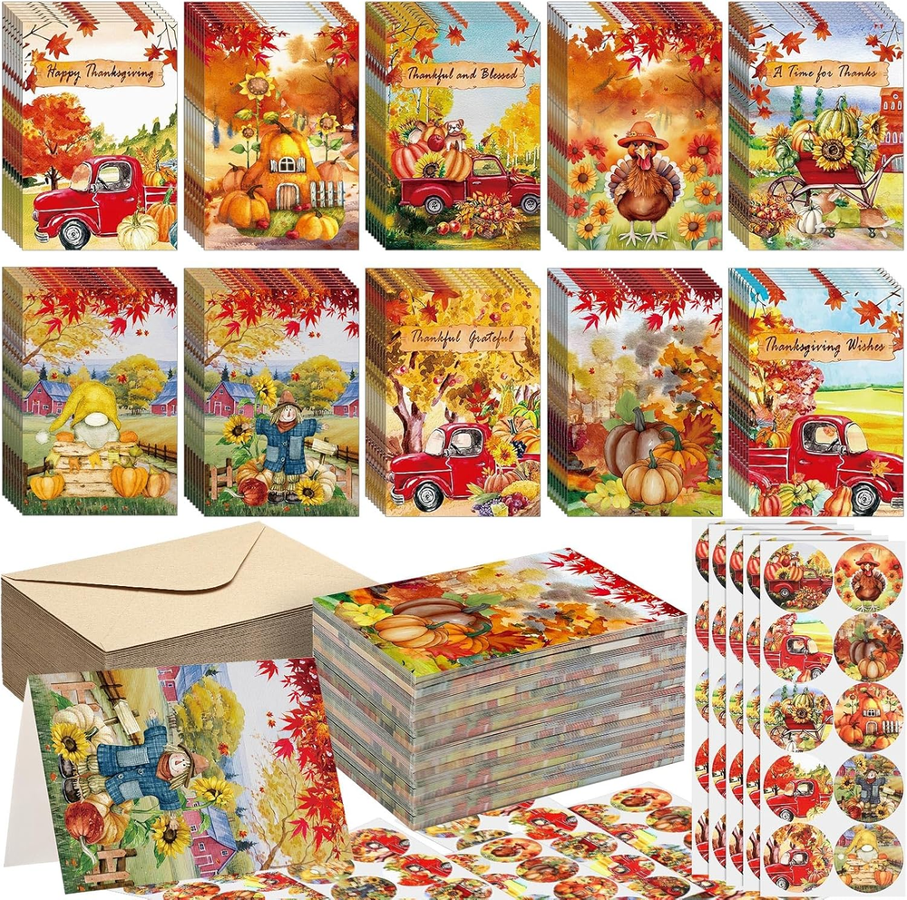 120 Pack Bulk Fall Thanksgiving Greeting Cards with 120 Pack Kraft Envelope 120 120 Pack Bulk Fall Thanksgiving Greeting Cards with 120 Pack Kraft Envelope 120