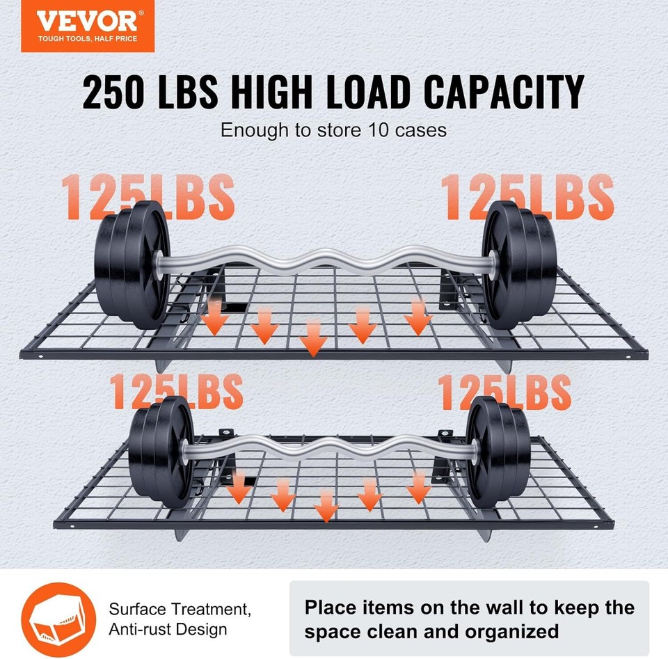 Garage Shelving Wall Mounted, 1 x 4 ft Heavy Duty Garage Wall Shelves