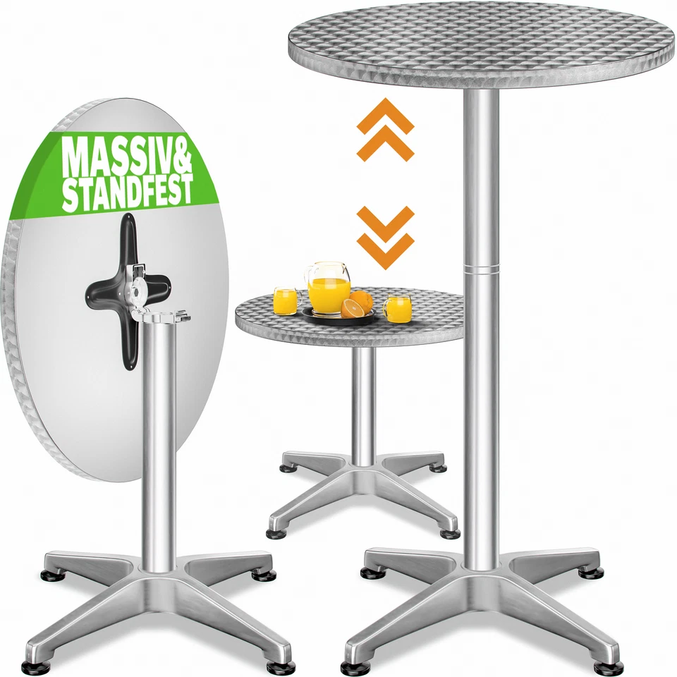 Table bar bistrot pliable ronde ⌀ 60 cm hauteur réglable 70 cm / 115 cm 2 en 1 - Photo 1/1
