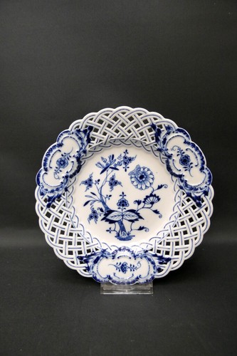 Meissen, Porzellan Durchbruch Teller, Zwiebelmuster, Ø 20,5 cm 1. Wahl Knaufzeit - Bild 2 von 11