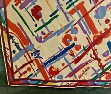 1980's Vintage 100 Silk Scarf Japan 31 Square Painted splatter look Multicolor