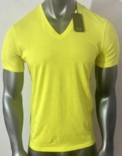 New Armani Exchange Men's Slim Fit V Neck Plain Short Sleeve Shirt
