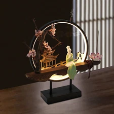 Ceramic Backflow Incense Burner Holder Lotus Waterfall & Incense Cones LED