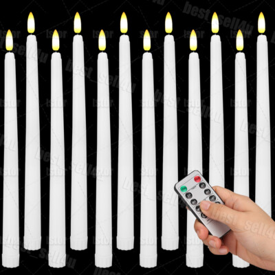 12 Pcs Flickering Flameless Taper Candles Light with Remote Control Timer Dimmer