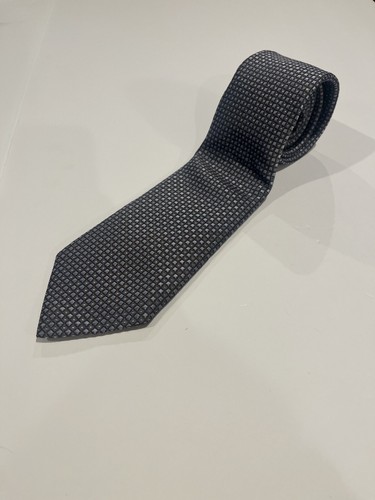 Ermenegildo Zegna Mens 100% Silk Neck Tie Metallic Blue Geometric Made In Italy