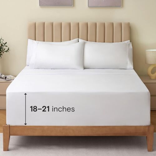 New-4 PC King Size Sheet Set Bed Sheets Deep Pockets 18" Wrinkle Free Co