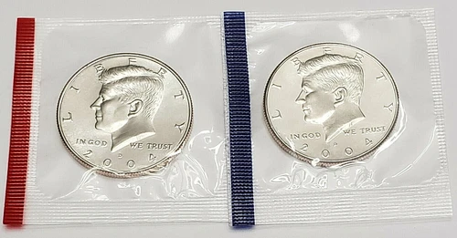 2004 P & D KENNEDY HALF DOLLAR SET  (2 COINS)  *MINT CELLO*   **FREE SHIPPING**