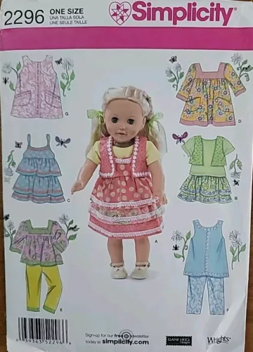 18" Doll Clothes Simplicity Sewing Pattern 2296  Uncut