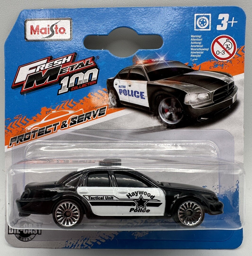 Maisto Fresh Metal 100 Protect & Serve School Haywood Police Car Black & White