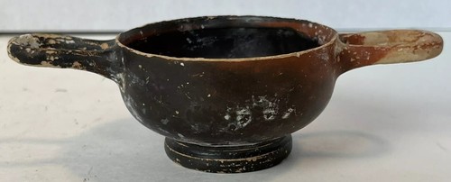 Ancient Greece Pottery Magna Graecia 6th-4th Cent BC. Two Handled Blackware Bowl - Picture 2 of 23