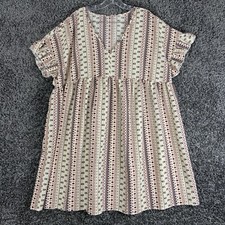 Bohemian Pink Floral Dress Ruffle Sleeves Women’s XL
