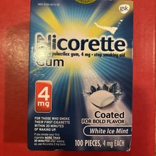 Nicorette Gum 4 MG White ICE-100 Pieces, Exp 05/2026