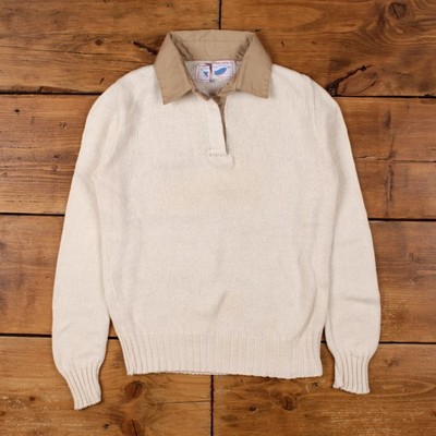 Vintage Barabor Strickpullover Pulli S 80er USA Made Damen Kragen Wolle Creme