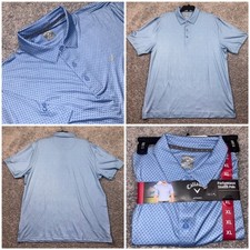 Callaway Performance Stretch Polo Mens Geometric Print Blue XL NEW