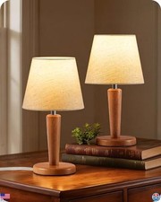 Chic 12  Beige Linen Table Lamps - Set of 2, 3 Color Temperatures, E26 Bulbs