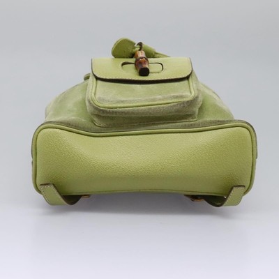 GUCCI Bamboo Backpack Suede Leather Green Gold 003 1956 0030  display picture 1