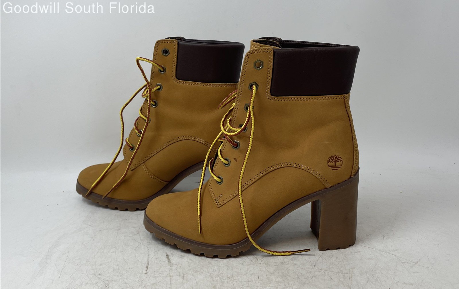 Timberland Womens Allington 6 Inch Brown Leather Lace-Up Ankle Booties Size 7