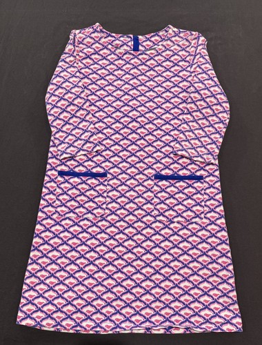 Vineyard Vines Girls Whale Tail 3/4 Sleeve Dress Size Large 14 Pink Navy