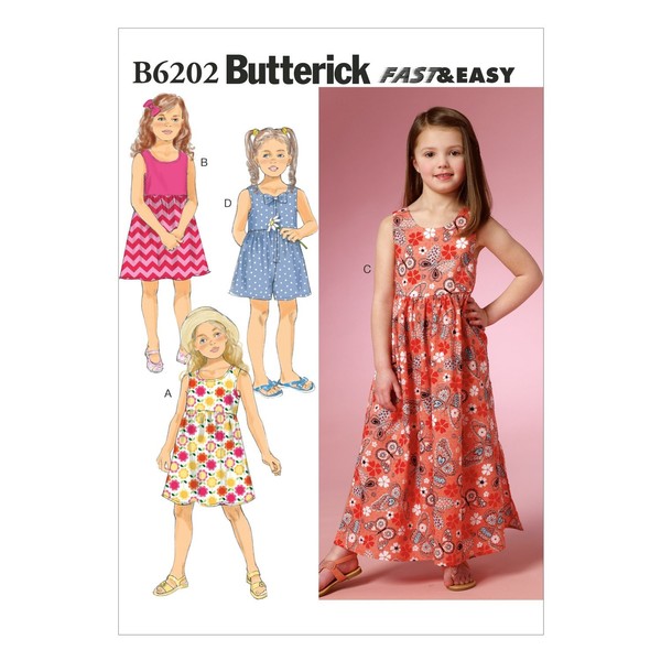 Schnittmuster Kinderkleid Butterick B6202 Cdd 2-5 (Gr. 92-116) Dt. Anl.-image
