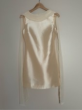 NEW Reformation Ecru Mini Scarf Detail Dress Butter Bridal Cream | US 4 UK 8