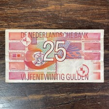 Netherlands - 25 Gulden - 1989 Series  Red Robin  Abstract Art Banknote