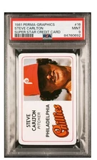 🔥🏟1981 PERMA-GRAPHICS SUPER STAR CREDIT CARD #16 STEVE CARLTON HOF PSA 9🔥⚾️