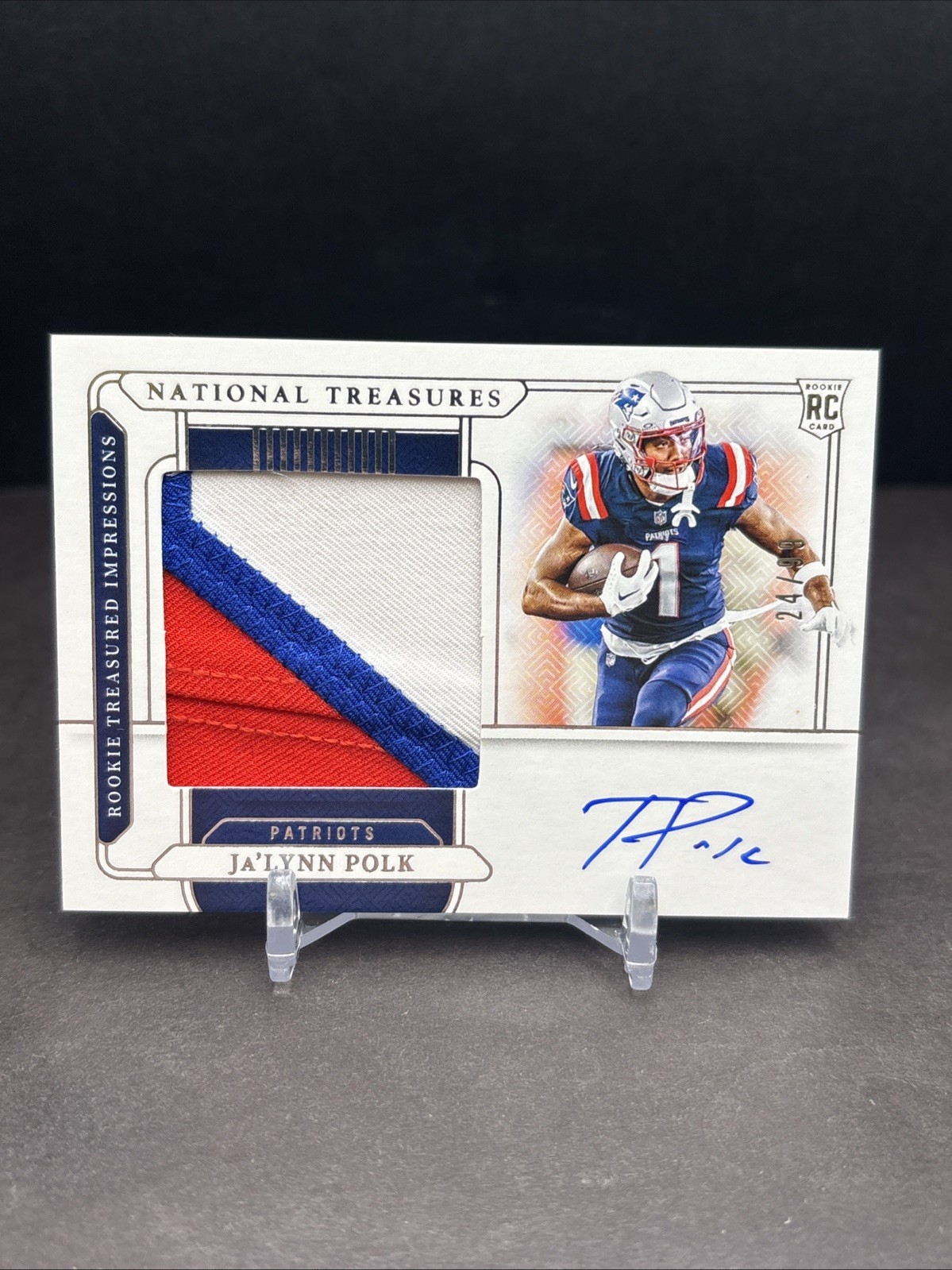 Ja'Lynn Polk Panini National Treasures Crossover Rookie Patch Autographs #JPK NFL Shield 1/1