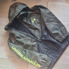 Under Armour Boys Windbreaker Jacket Green Black Hooded ColdGear S