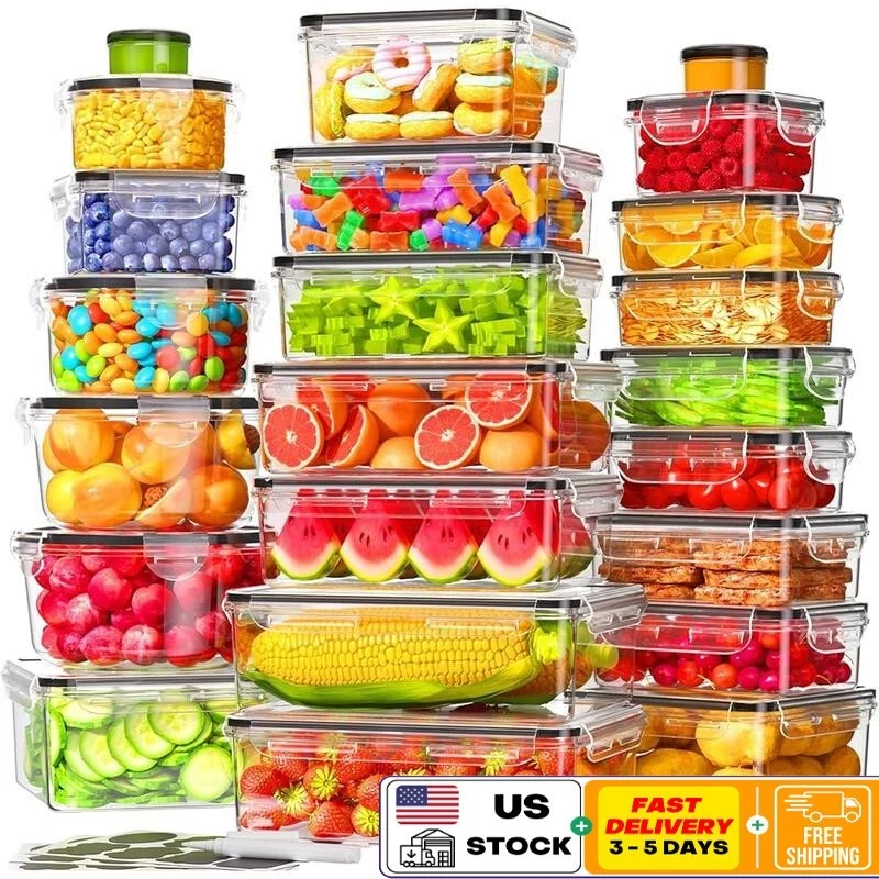 50 Pcs Airtight Food Storage Containers W/ Lids Stackable BPA-Free Meal Prep Set