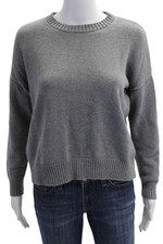 Minnie Rose Women Pullover Crew Neck Gray Cashmere Blend Sweater Size XS