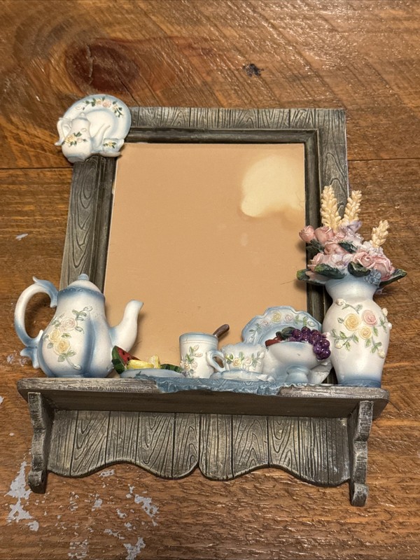 A. Richesco Corporation 3D Resin Handpainted Floral Teapot Picture Frame 5x7