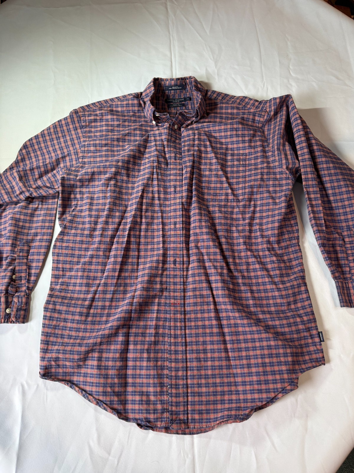 Daniel Cremieux Button Down Shirt Mens Large Red Plaid Classic Fit Long Sleeve