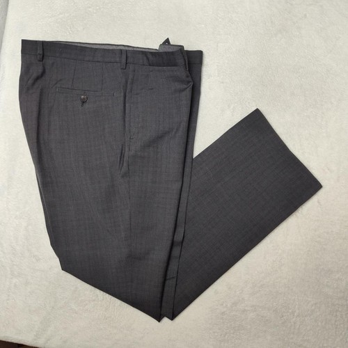 Hugo Boss Pants Mens 38x32 Gray Leenon Wool Falt Front Dress Slacks Suit Work