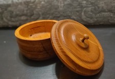 Hand Turned Wooden Round Lidded Bowl Storage Box