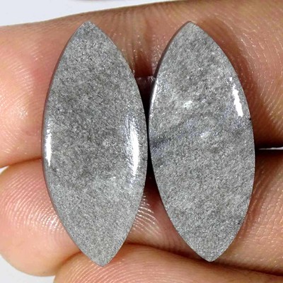 18.80Cts Natural Sheen Silver Obsidian Marquise Pair Cabochon Loose Gemstone