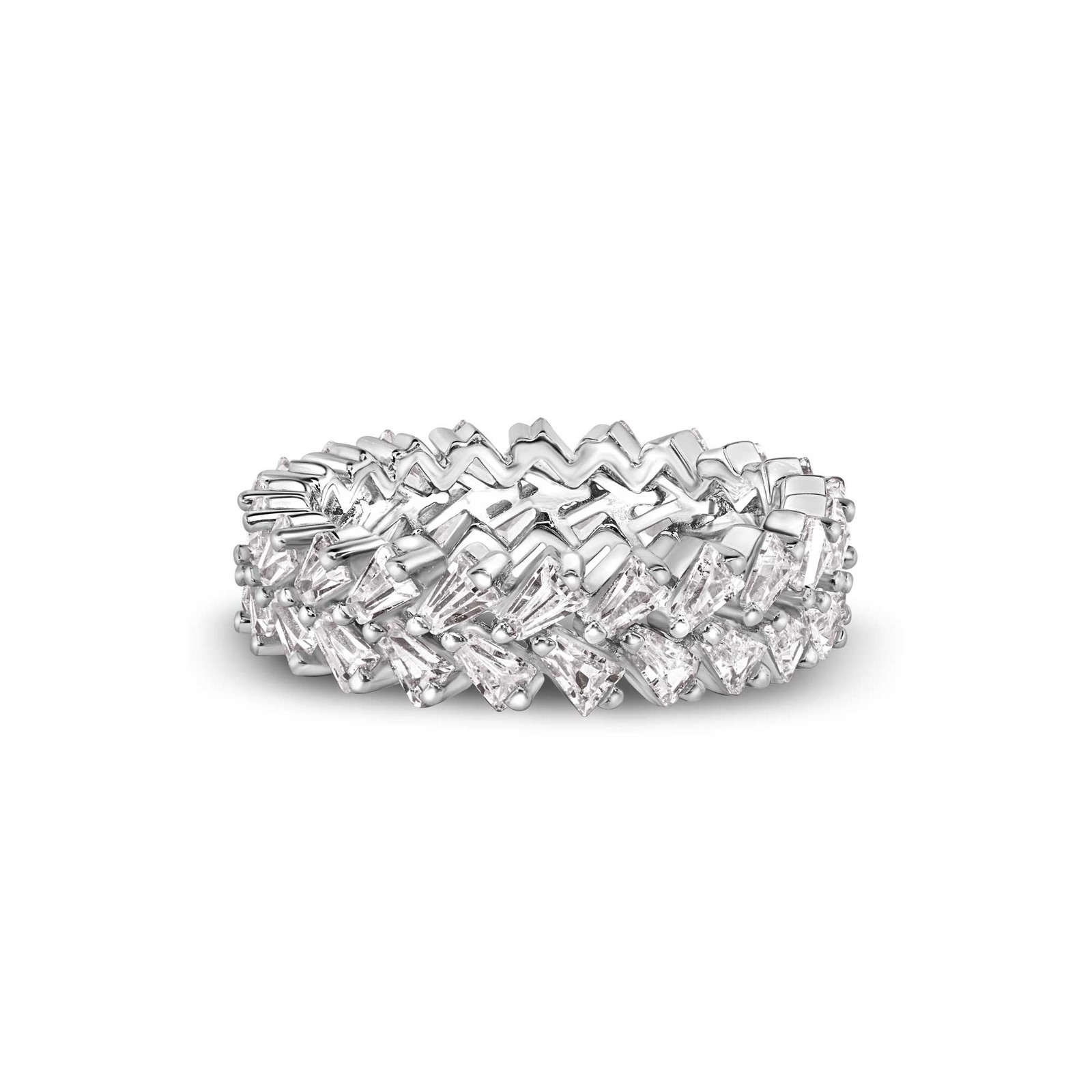 925 Sterling Silver Rhodium Plated Eternity Band Baguette CZ Ring Sizes 5-9