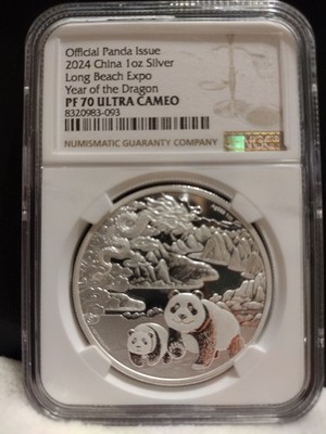 2024 China Panda Long Beach Expo Year Of The Dragon 1 Oz Silver