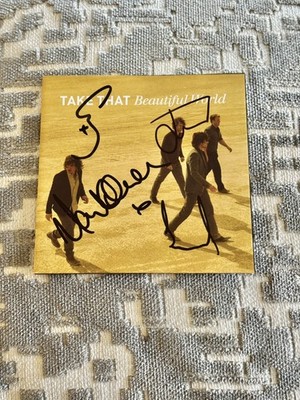 TAKE THAT BEAUTIFUL WORLD SIGNED ALBUM CD AUTOGRAPHED BY ALL FOUR MEMBERS 