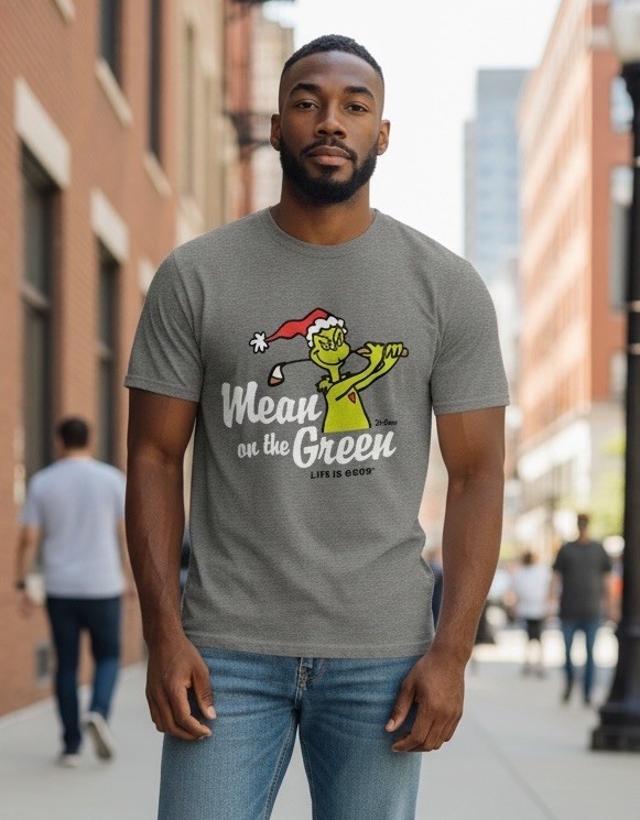 Life Is Good Crusher T-Shirt Men's Small Gray Dr. Seuss Grinch