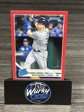 2019 Nate Lowe Rookie Card - Panini Donruss Rated Rookies #262 Red /99 . rookie card picture