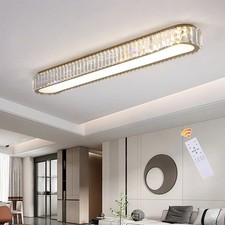 Gold Crystal LED Ceiling Light Dimmable Flush Mount Bedroom Living Room Hallway
