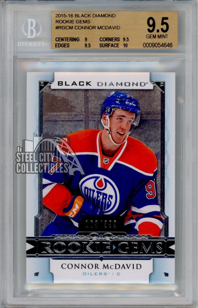 Connor McDavid 2015-16 Upper Deck Black Diamond Rookie Gems Card 163/399 BGS 9.5
