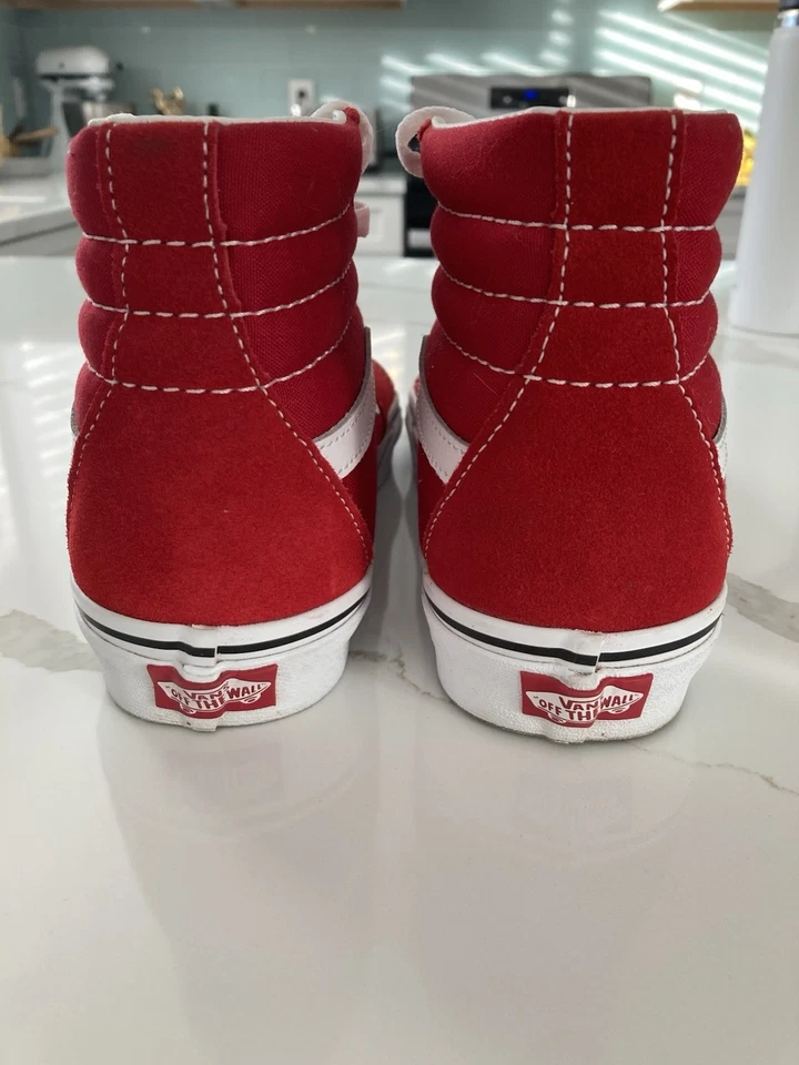 Zapatilla deportiva VANS Sk8-Hi para niños roja/blanca verdadera, niños talla 6,5 niñas talla 8 Foto 3 de 4