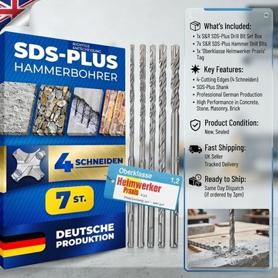 Langlebiges SDS Plus 7-teiliges Bohrer-Set mit 4-Schneider-Design für schwere Aufgaben