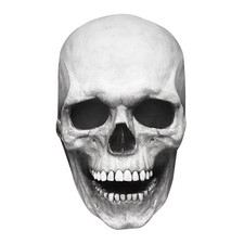 Full Head Skull Mask with Movable Jaw - Latex Halloween Horror Helmet
