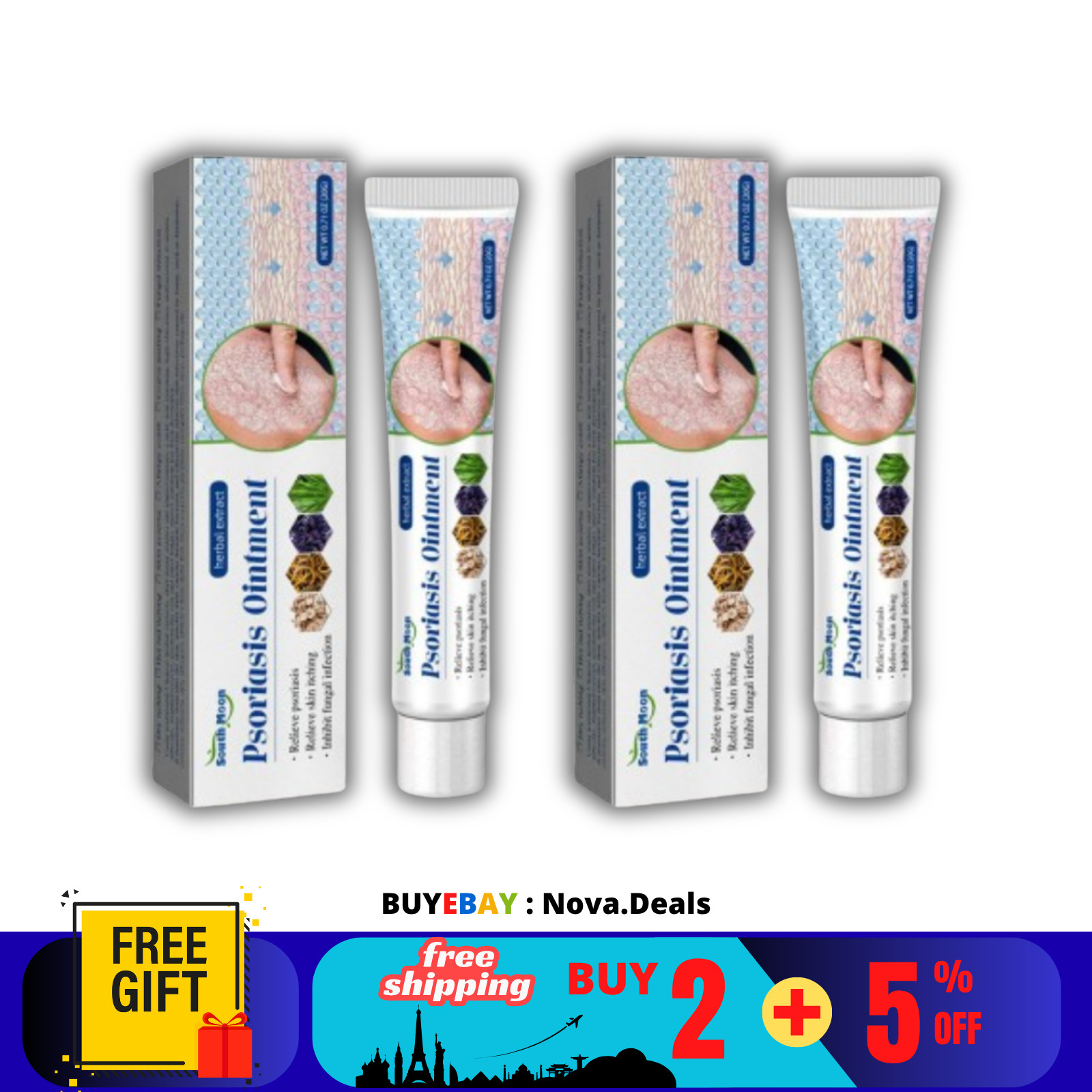 2 X Psoriasis Dermatitis Eczema Crema Natural Tratamiento de la Piel Ungüento