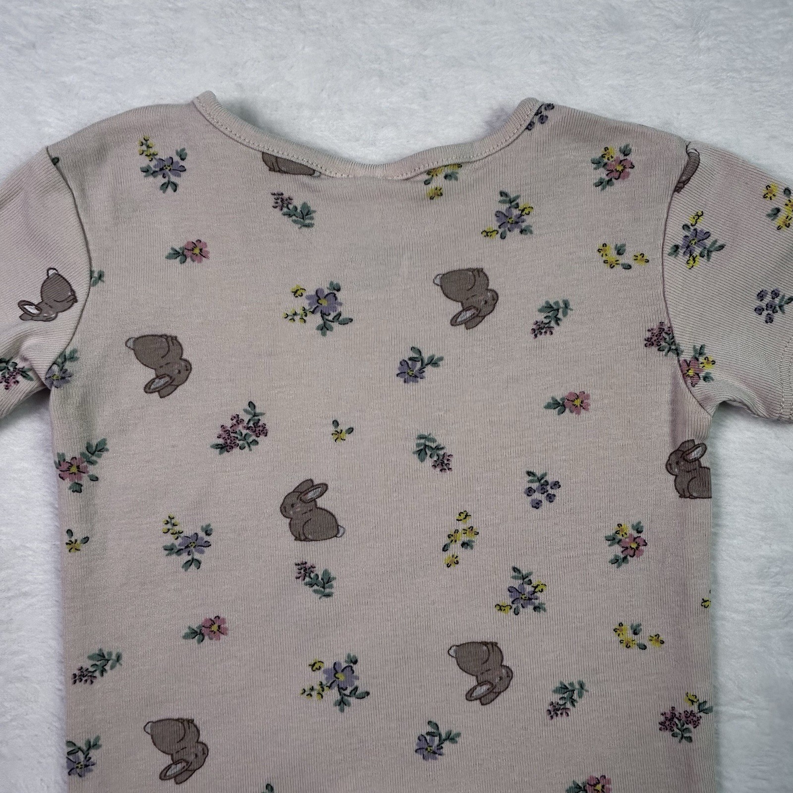 H&M T Shirt Toddler Girls 2Y Taupe Bunny Floral Short Sleeve Cotton thumbnail 16