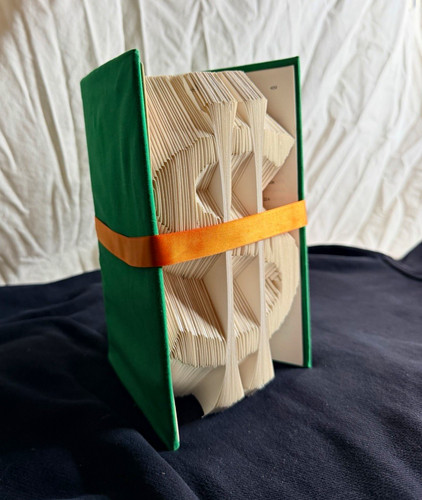 Handmade Folded money Book Art Paper Craft Sculpture with Green Cover - Dollar